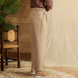 Linen Cotton High Waist Straight Leg Casual Trousers