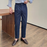 Men's Business Elastic Waist Retro Casual Pants
