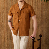 Men's Cotton And Linen Button-Down Shirt