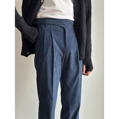 High-waisted Straight Corduroy Suit Trousers