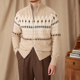 Wool Slim Stand Collar Knit Cardigan