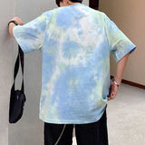 Men's Loose Tie Dye Round Neck Casual Color Matching Short Sleeve T-Shirt