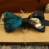 Black Feather Beaded Bow Tie