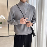 Men's Casual Half Zip Fake Two Piece Lapel Knit Sweater
