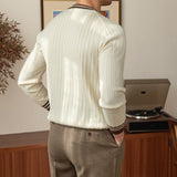 Men's Business Retro Casual Round Neck Long Sleeved Sweater