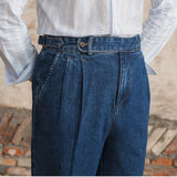 Men's Retro High Waist Straight Jeans Trousers For Men