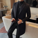 Men's Business Mid-length Casual Coat with Suit Collar