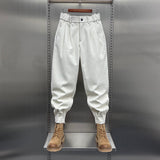 Men's Hip Hop Harem Pants Joggers Woolen Pants Elastic Waist Baggy Drop Crotch Sweatpants