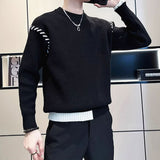 Men's Thickened Long Sleeve Fake Two Piece Knit Sweater