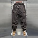 Men's Hip Hop Harem Pants Joggers Woolen Pants Elastic Waist Baggy Drop Crotch Sweatpants