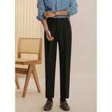 Straight Solid Color Slim Fit Trousers