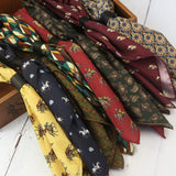 Men's Vintage Silk Scarf Buckle Printed Square Scarf