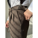 Business Slim High Waist Straight Pants