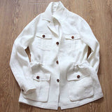 POLO Collar Unstructured Linen Solid American Jacket