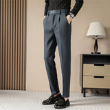 Men's Classic High Waist Pant Flat Front Trousers