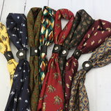 Men's Vintage Silk Scarf Buckle Printed Square Scarf