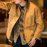 American Retro Canvas Lapel Multi-pocket Work Jacket