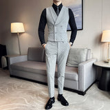 Men's Retro British Plaid Button Business Suit Vest