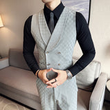 Men's Retro British Plaid Button Business Suit Vest