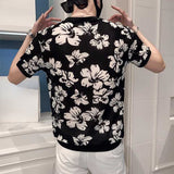 Men's Retro Casual Round Neck Breathable Jacquard Print Short Sleeve T-Shirt