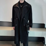 Winter Holiday Two-piece Spliced Stand Collar Long Over-the-knee Coat