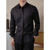 Men's Square Collar Solid Color Long Sleeve Shirt