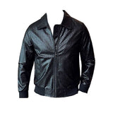 British Business Casual Lapel Plaid Leather Jacket