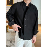 Mens Casual Stand Collar Loose Thin Shirt