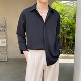 Lapel Collar Solid Color Casual Long Sleeved Shirt