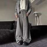 Vertical Striped Straight Loose Woolen Trousers