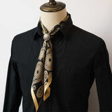 Men's Black Gold Cashew Pattern Vintage Silk Scarf