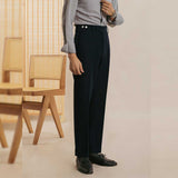 Men's Straight High Waist Casual Drape Suit Pants