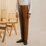 Men's Straight High Waist Casual Drape Suit Pants