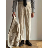 High-waisted Straight Corduroy Suit Trousers