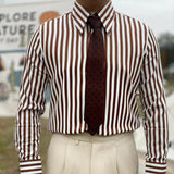 Men's Retro Casual No-Iron Long Sleeve Striped Shirt