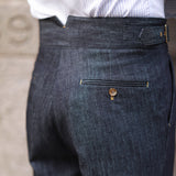 Men's British High Waist Straight Denim Trousers