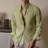 Men's Casual Slim Fit Cotton And Linen Shirt