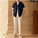 Men's Cotton And Linen Button-Down Shirt