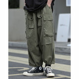 Retro Multi-pocket Wide-leg Pants