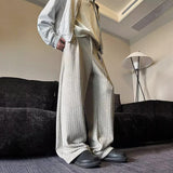 Vertical Striped Straight Loose Woolen Trousers