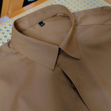 Men's Square Collar Solid Color Long Sleeve Shirt