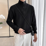 Men's Casual Half Zip Fake Two Piece Lapel Knit Sweater