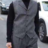 Slim Fit Wool Oversized Herringbone Suit Vest