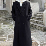 Autumn and Winter Solid Color Mid Length Suit Collar Coat