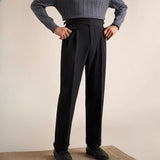 Herringbone Double Pleat Straight Trousers