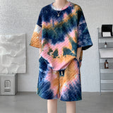 Tie Dye Loose Short Sleeve Shorts Suit