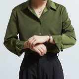 Satin Single-breasted Long-sleeved Shirt