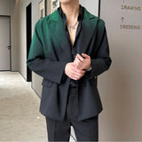 Men's Black and Green Gradient Loose Suit Jacket