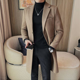 Men's Business Mid-length Casual Coat with Suit Collar