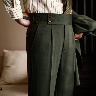 Men's British Business Straight High Waist Suit Pants Solid Color Pants